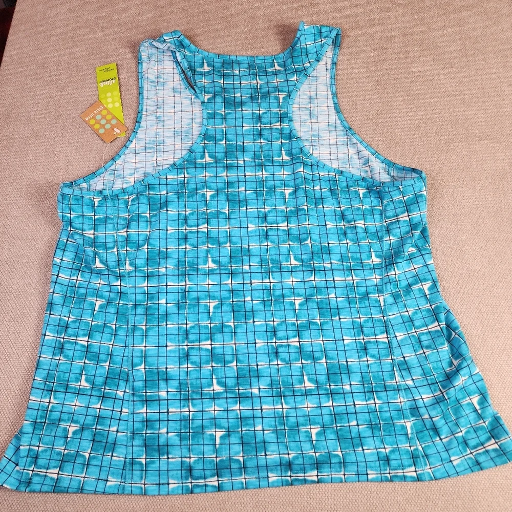 NWT Title Nine Matahari Blue Shibori Blocks Racerback Tank Size XL Stinkstopper - Picture 5 of 14
